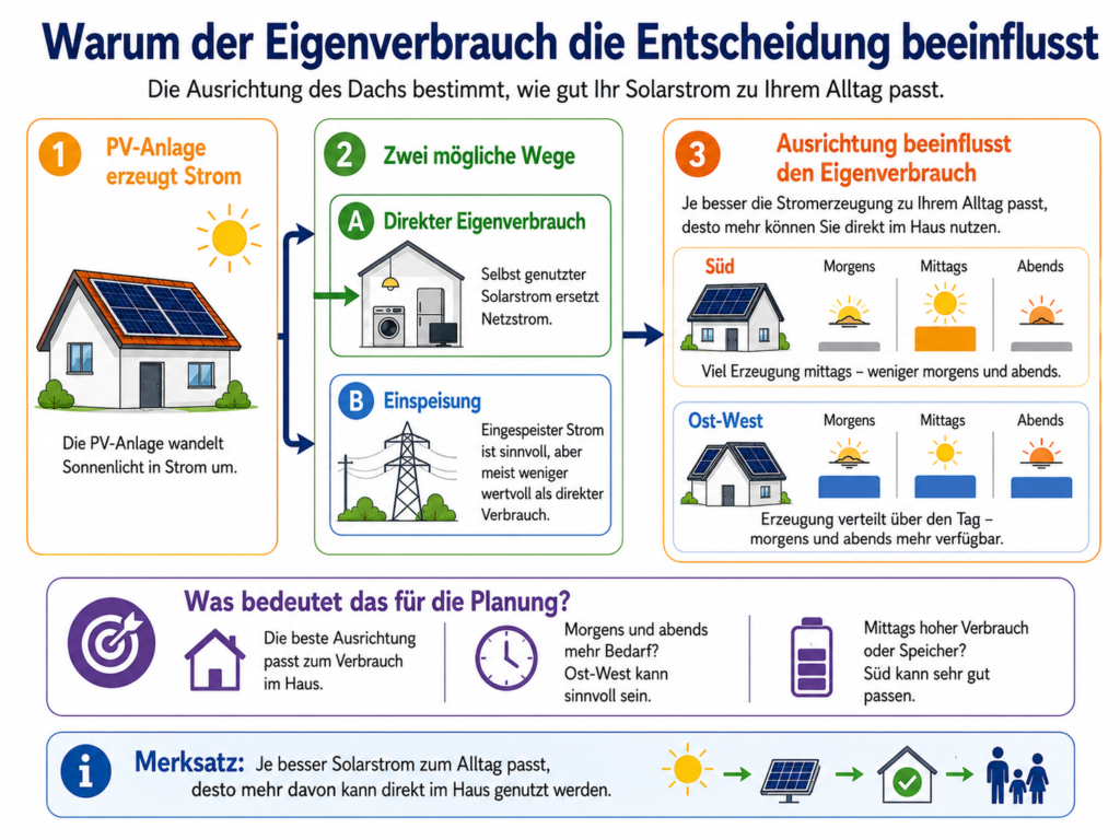 Das Bild erklärt, warum der Eigenverbrauch die Entscheidung beeinflusst